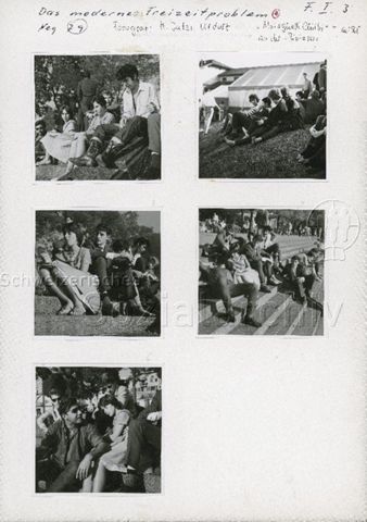 "Das moderne Freizeitproblem, Albisgüetli Chilbi" - Jugendliche beim Trinken, Rauchen und Rumhängen; um 1965