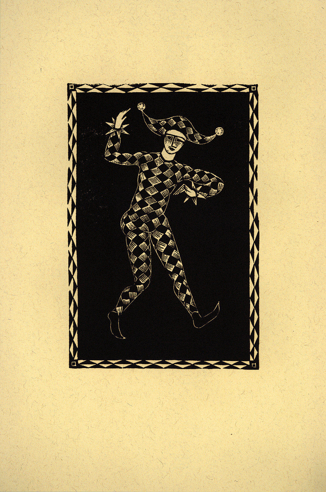 Drucke/Linolschnitte Wandervogel: Abbildung eines Harlekins