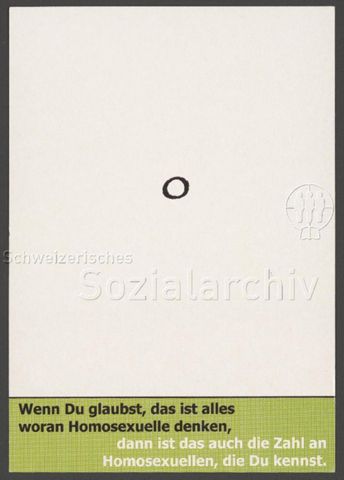 "Wenn Du glaubst, das ist alles woran Homosexuelle denken, dann ist das auch die Zahl an Homosexuellen, die Du kennst.", Punkt auf weissem Grund, Kampagne von Gaychatter (2002)