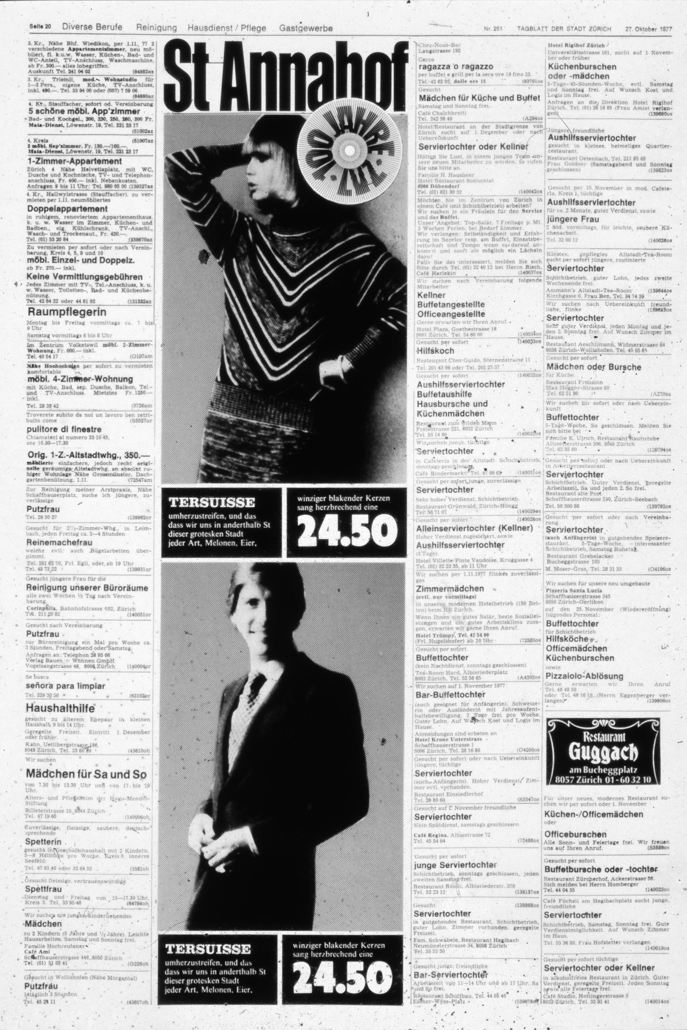 100 Jahre Lebensmittelverein Zürich LVZ 1878-1978: LVZ Werbung im Tagblatt der Stadt Zürich