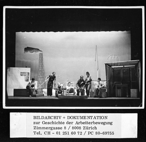 Theateraufführung "No pasarán", möglicherweise von Regisseur Kurt Früh, Volkshaus, Zürich, um 1936