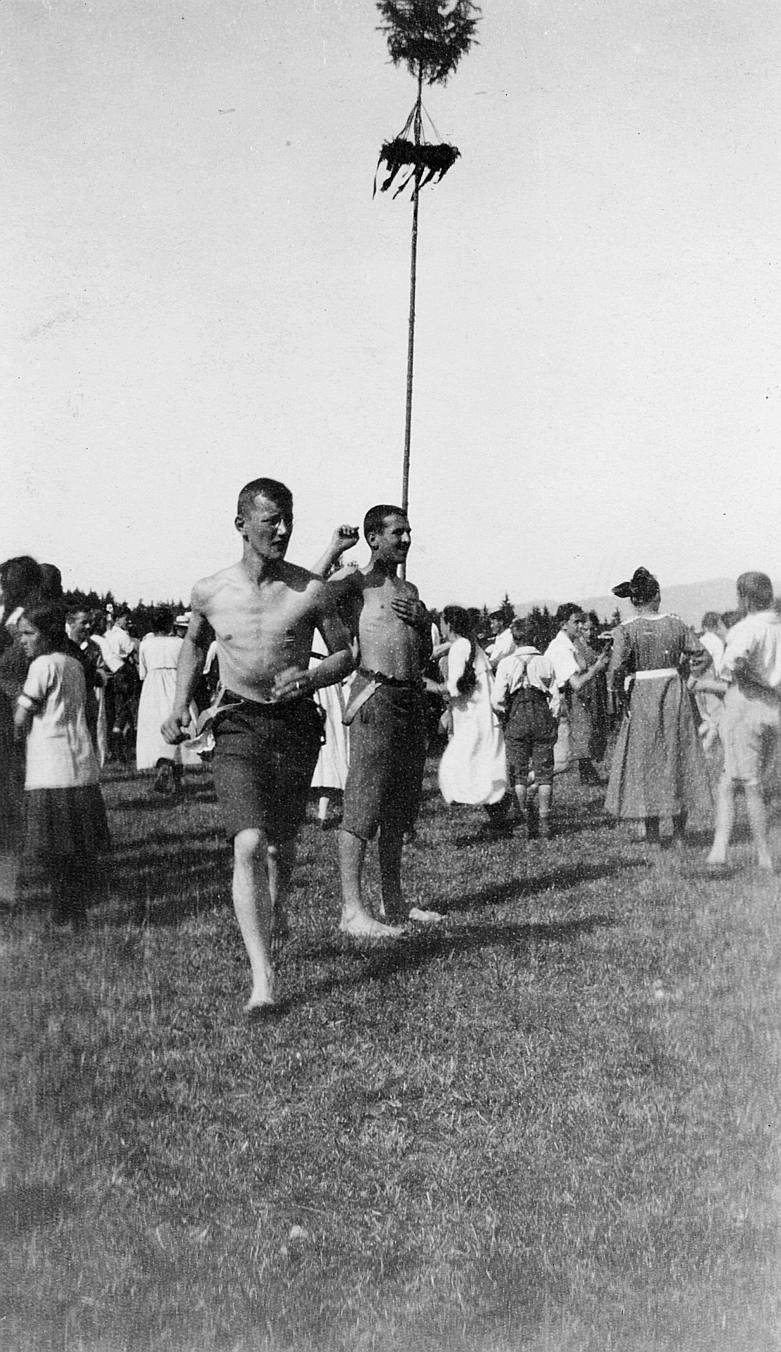 Versammelte Wandervögel beim Maibaum an einer Wandervogel-Landsgemeinde (um 1920)