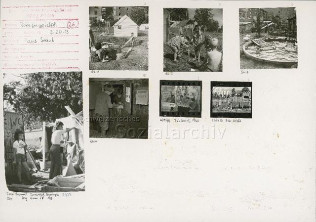 "Robinsonspielplätze" (u.a. in Binningen) - Kinder und Jugendliche beim Spielen und Bauen; um 1970