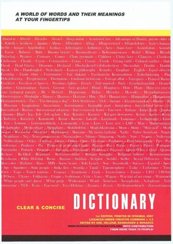 "Clear & Concise Dictionary - A world of words and their meanings at your fingertips" - alphabetische Aneinanderreihung diverser Worte in mehreren Sprachen