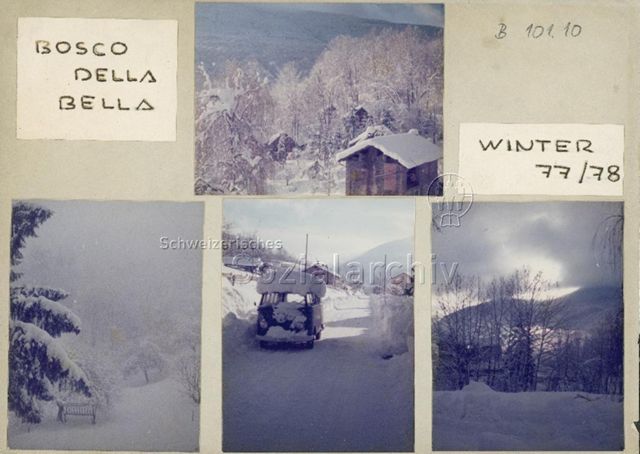 Bosco della Bella, Feriendorf für kinderreiche Familien - Ansicht der Anlage im Winter; 1977/1978