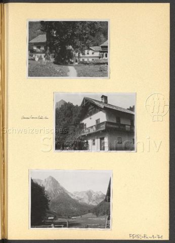 Fotoalbum Nico Kaufmann, 1928–1950 – Österreichreise im September 1948 – Imlau bei Prinz Friedrich Leopold von Preussen, "Amerikanerhäuschen" (mitte)