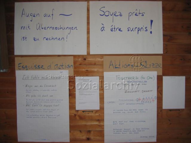 Open Space: "Schwule Gesundheit" (vermutlich April 2006, Vaumarcus) – Aktionsskizzen im Gruppenraum
