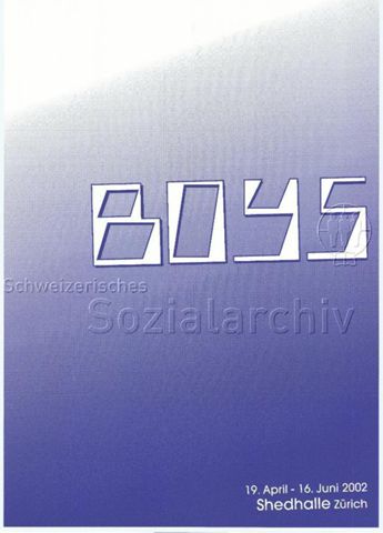 "Boys" - weisser Schriftzug auf blau-weissem Grund mit Farbverlauf