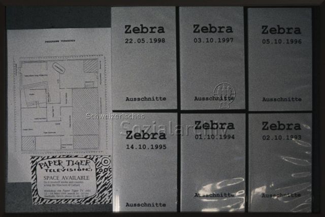 VHS-Videokassetten Paper Tiger Television, "ZEBRA", 1993-1998