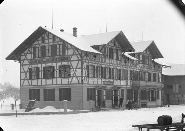 Gasthof zum Schweizerhof mit Poststelle und Telegraph, Wetzikon, 1890