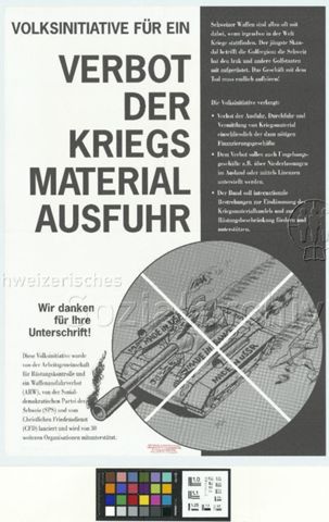 Volksinitative für ein Verbot der Kreigsmaterialausfuhr