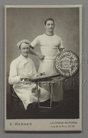 Konditoren, Saiteninstrument, Tafel "Erinnerung von La Chaux-de-Fonds 1906-1907", um 1907
