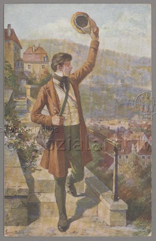 Student in den Farben einer Verbindung (romantisiert) (Poststempel: 21.08.1922) (Kontext unbestimmt)