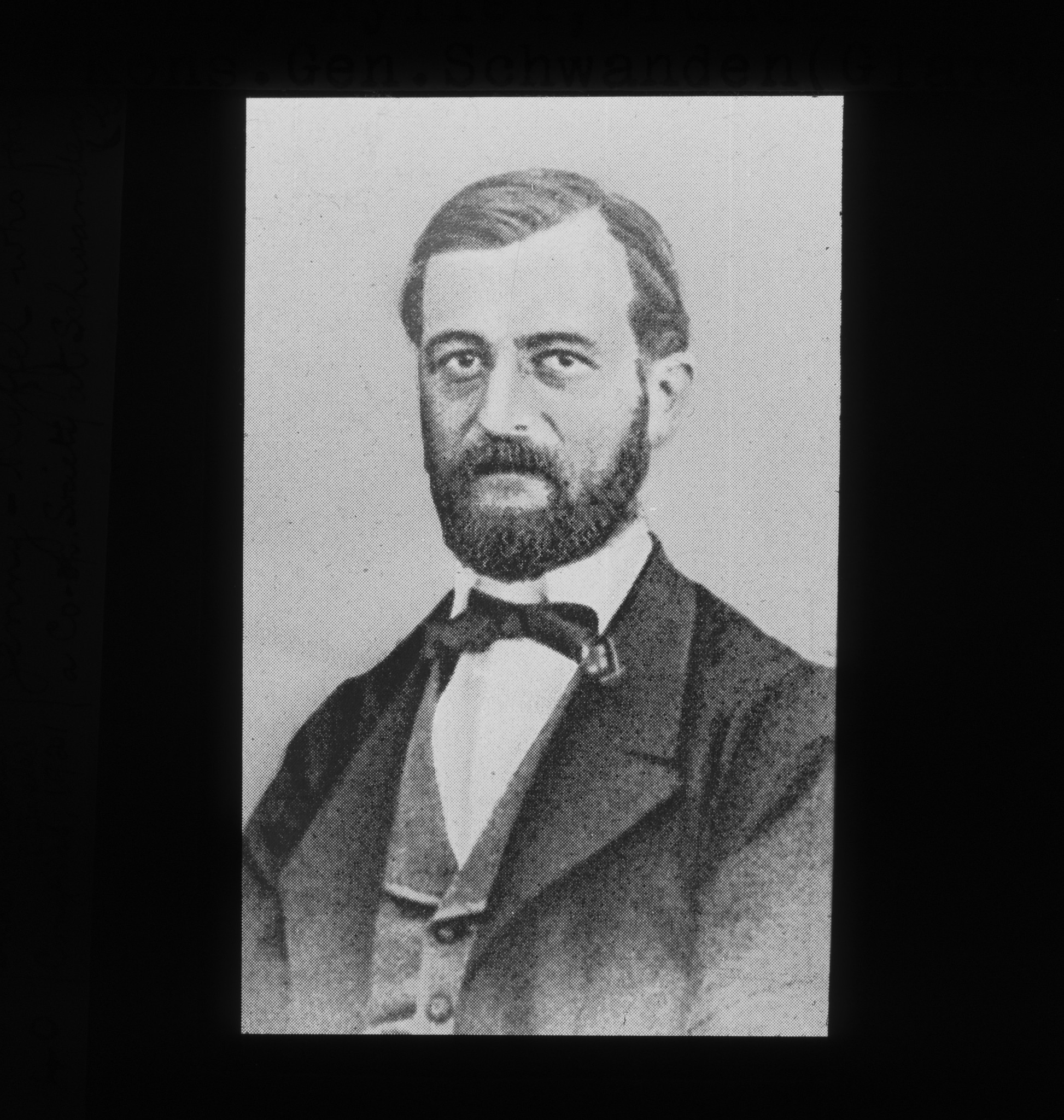 Dia: Porträtfoto von Jean Jenny-Ryffel, Gründer des ersten Konsum-Ladens in der Schweiz in Schwanden.