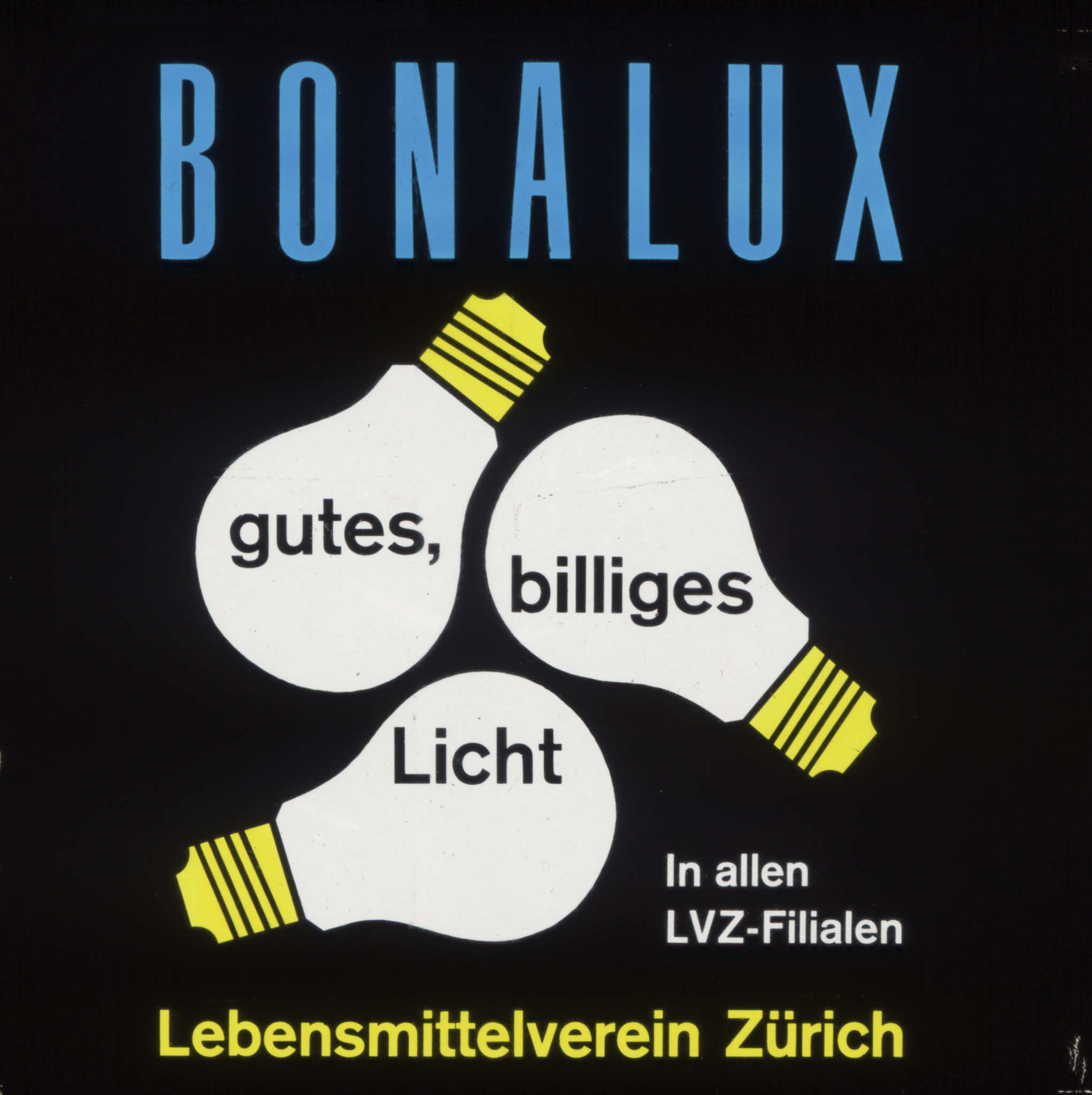 Drei Glühbirnen: "Bonalux - gutes, billiges Licht - in allen LVZ-Filialen"