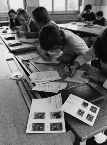 "4. Schulkasse W. Schmid, Zürich Altstetten - Vorbereitung des Marken-Verkaufs"; 1968