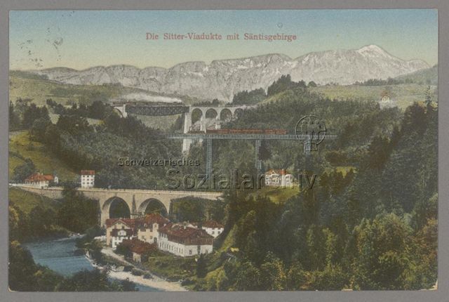 Die Sitter-Viadukte mit Säntisgebirge