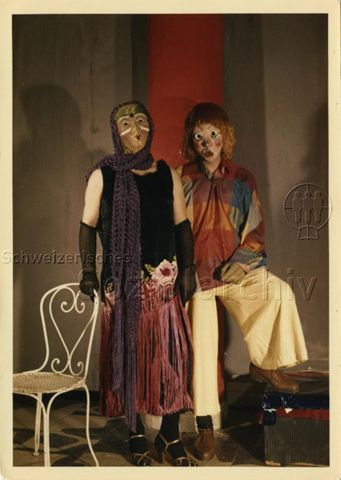 Foto aus Nachlass von Werner Dietrich (links im Bild) - Künstlermaskenball Kongresshaus - Zürich, ca. 1956-1964