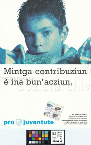 "Mintga contribuziun è ina bun'acziun.", Briefmarkenverkauf der Pro Juventute, 1995