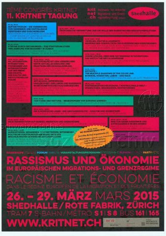 "Rassismus und Ökonomie - Im europäischen Migrations und Grenzregime / Racisme et Économie - Dans le régime européen de la migration et des frontières" - Programm
