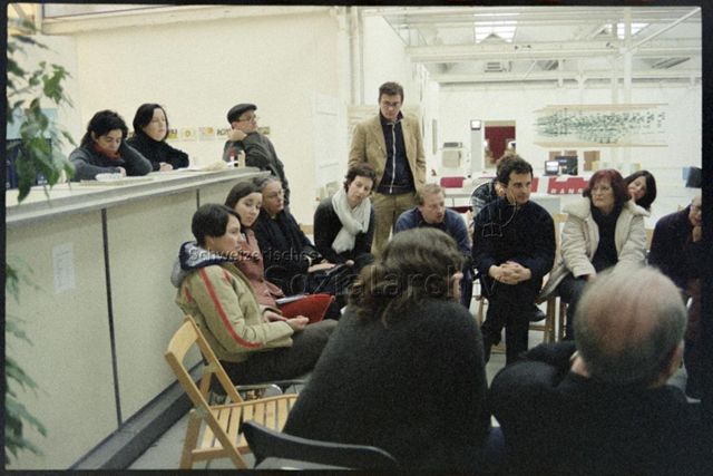 Symposium "Eine Politik der Kunst", 15. Februar 2003, abgebildet u.a. Sabian Baumann