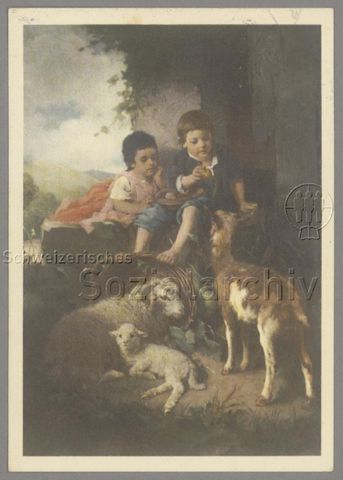 Postkartenserie Pro Juventute, "Treue Freunde" (Poststempel: 20.04.1948)