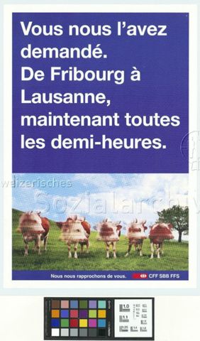 Vous nous l'avez demandé. De Fribourg à Lausanne, maintenant toutes les demi-heures. Nous nous rapprochons de vous. CFF SBB FFS