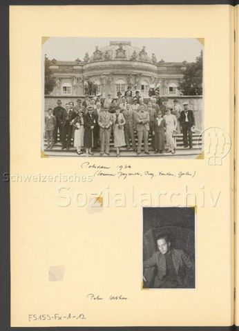 Fotoalbum Nico Kaufmann, 1928–1950 – "Potsdam 1936 [...]" (oben), "Peter Alther" (unten), 1936