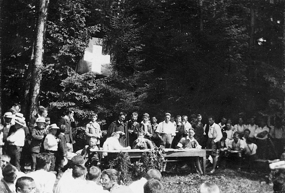 Wandervogel-Landsgemeinde: Rosinli bei Adetswil, Züricher Oberland - Der neue Obmann (Heinrich Oberholzer) sein Amt antretend (1917)