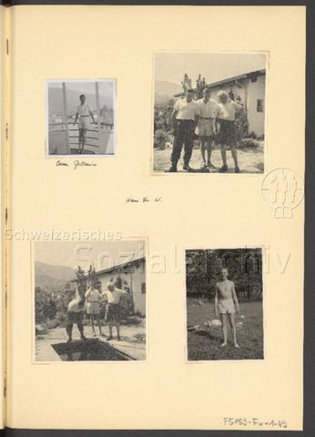 Fotoalbum Nico Kaufmann, 1928–1950 – Ascona Pfingsten 1947 – "Casa Bellavia" (oben links), "Haus Dr. W."
