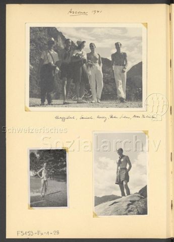 Fotoalbum Nico Kaufmann, 1928–1950 – Ascona 1941 – "Maggiatal, [...] Peter Sulzer, Max [...]" (oben)