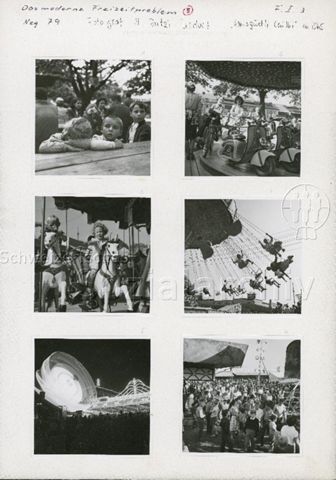 "Das moderne Freizeitproblem, Albisgüetli Chilbi" - Kinder an der Chilbi, Karussell; um 1965