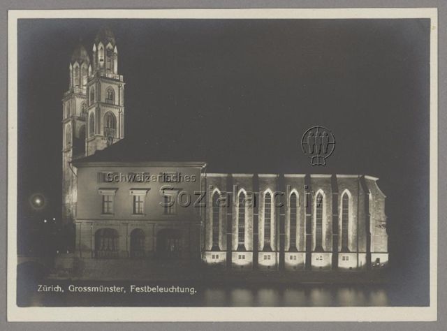 Zürich. Grossmünster, Festbeleuchtung
