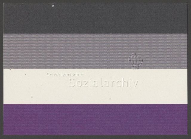 Flagge der Asexuellen– Infoflyer des Vereins "Aromantisches und Asexuelles Spektrum Schweiz" (um 2020)