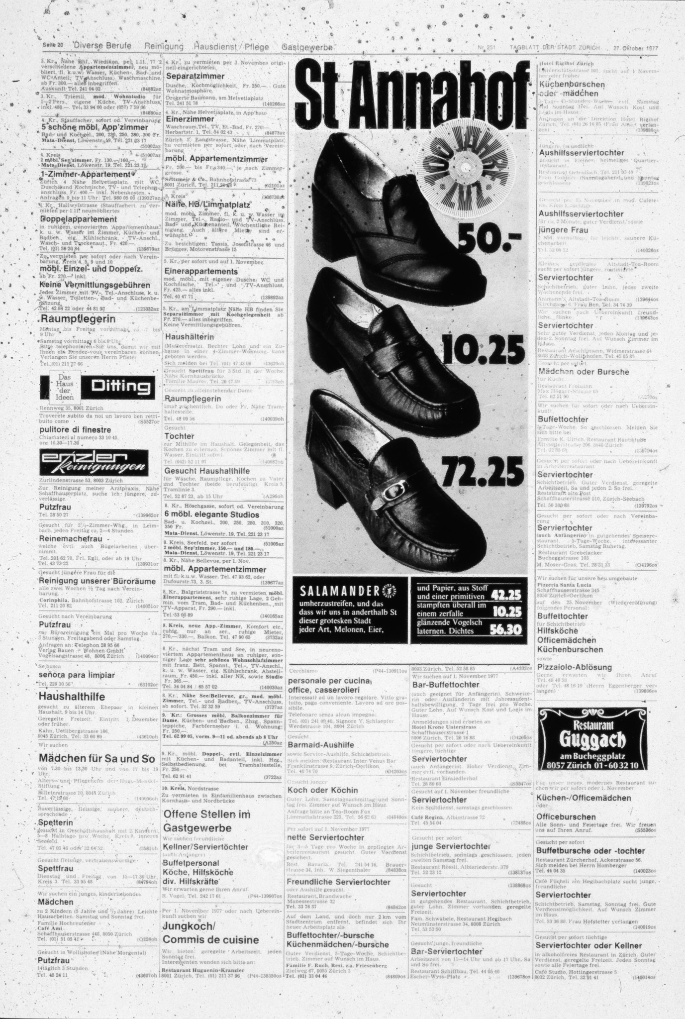100 Jahre Lebensmittelverein Zürich LVZ 1878-1978: LVZ Werbung im Tagblatt der Stadt Zürich