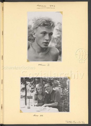 Fotoalbum Nico Kaufmann, 1928–1950 – Ascona 1942 – "Othmar B." (oben), "Mara Ott" (unten)
