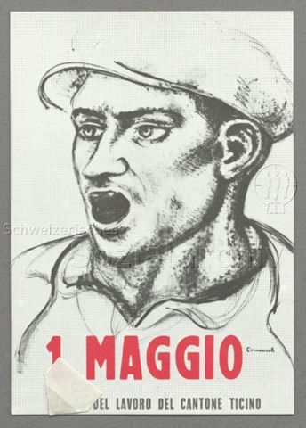 1 Maggio, Camera del lavoro del cantone Ticino, 1. Mai-Plakat 1961 von Mario Comensoli, Neudruck Produga 1979