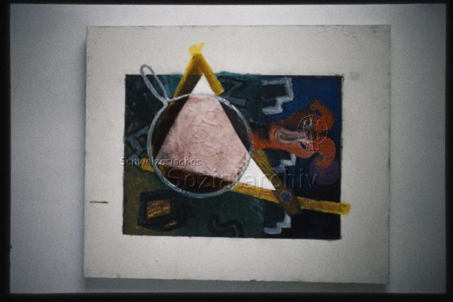 Werk von Martin Kaufmann, Öl, Papier, Leintuch, 1989