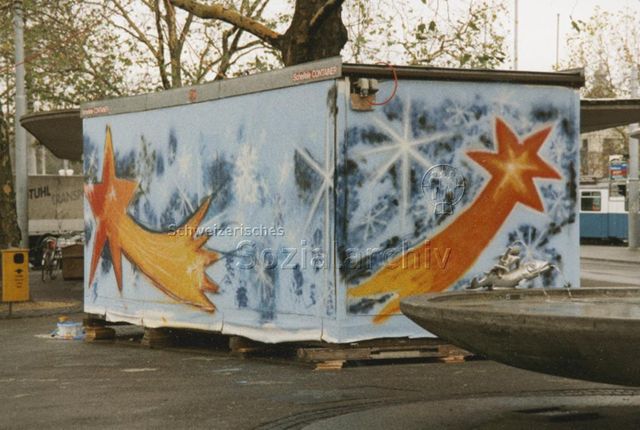 "DVK 96 'Lehrlinge malen Container an'" - Bemalter Container von hinten; 1996