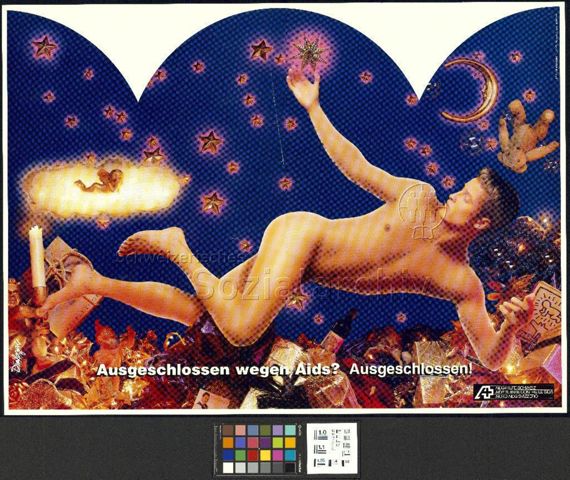 "Ausgeschlossen wegen Aids? Ausgeschlossen!", Aidshilfe Schweiz, um 1990