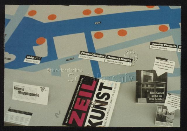 Ausstellungansicht, Detail, "Galerie Shoppingmeile", "Zeil Kunst", "Fitness Company Philip Zaiser", "Hennes & Mauritz Stefan Demary"