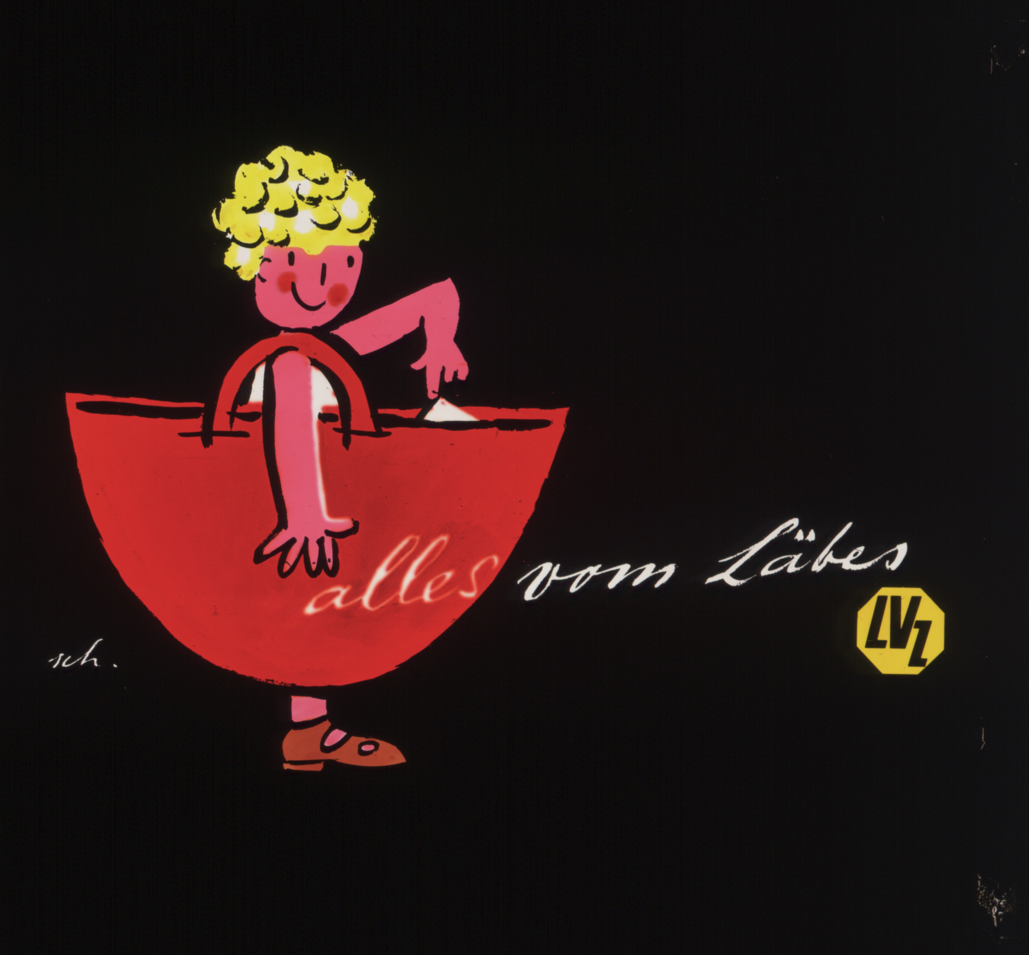Comicfigur mit riesiger Umhängetasche: "alles vom Läbes - LVZ"