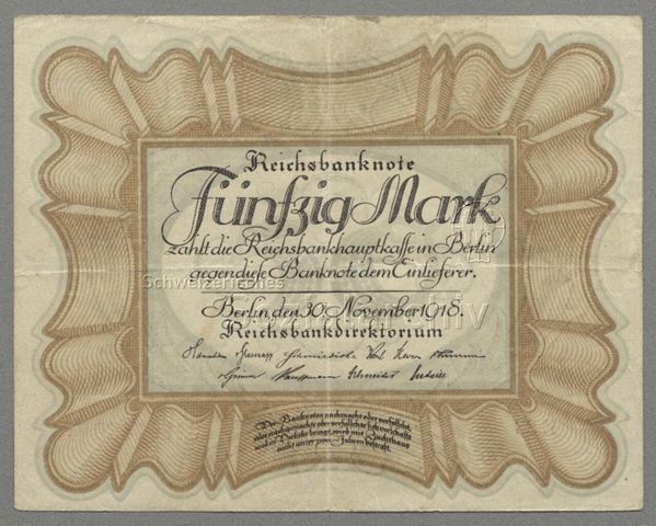 Reichsbanknote Fünfzig Mark, 1918