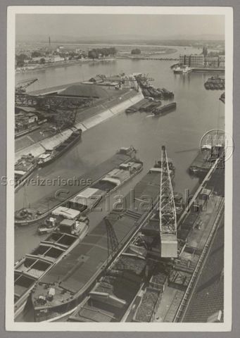 Kleinhüninger Rheinhafen, um 1950