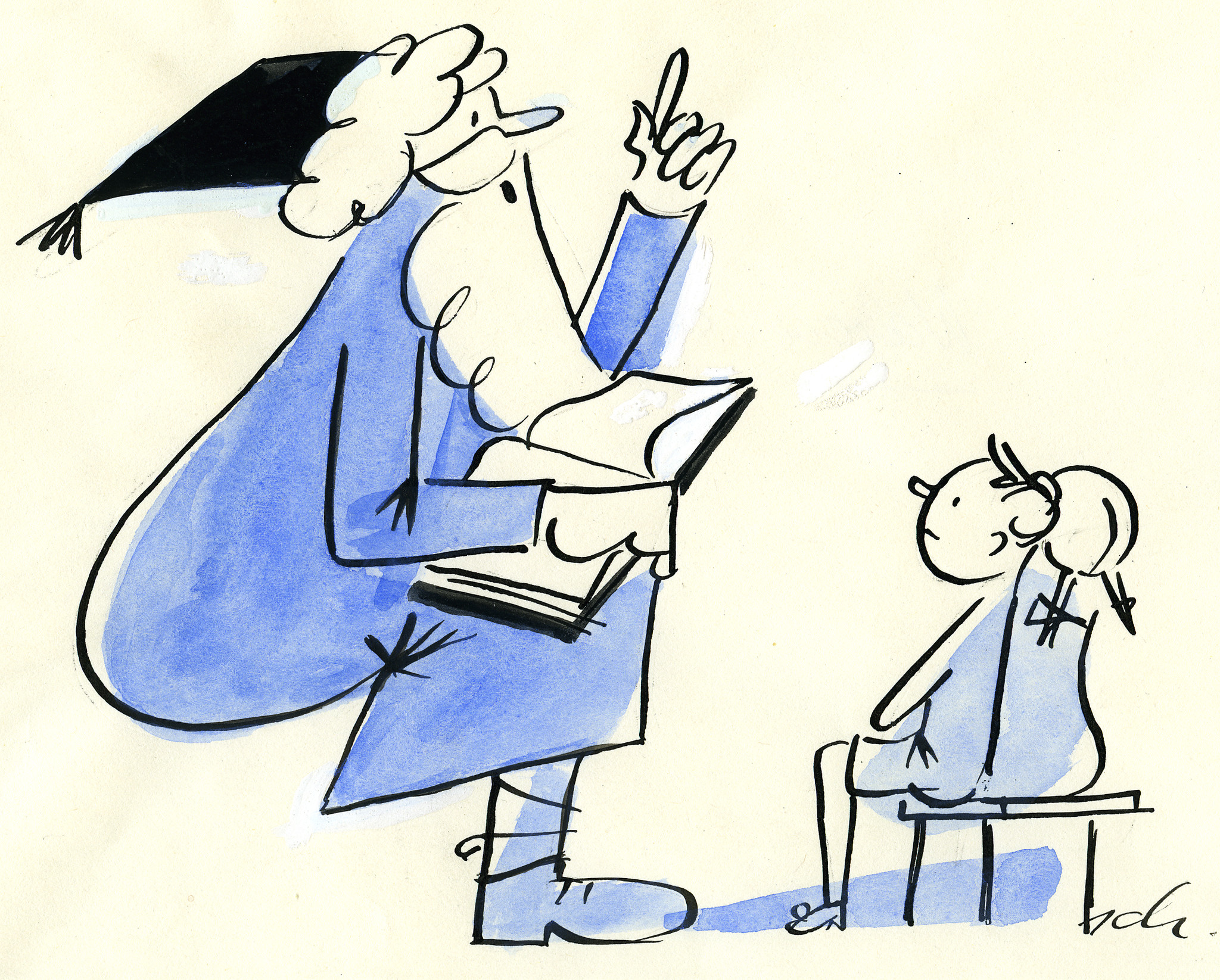 Weihnachtsmann mit Buch und erhobenem Finger zwei Kinder ermahnend