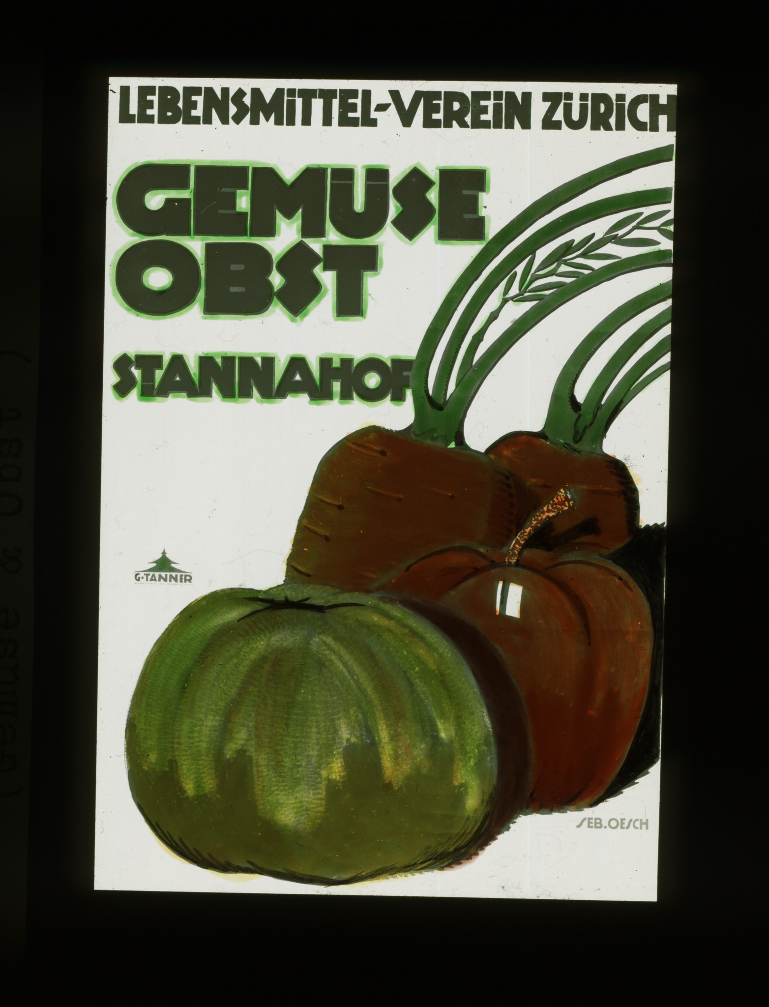 Dia: Werbung für St. Annahof: "Gemüse Obst".