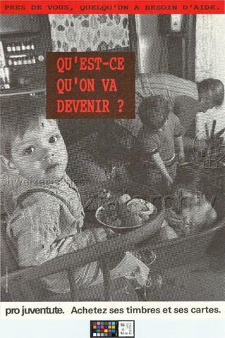 "Près de vous, quelqu'un a besoin d'aide. Qu'est-ce qu'on va devenir?", Alltag einer kinderreichen Familie, Briefmarkenverkauf der Pro Juventute, 1987