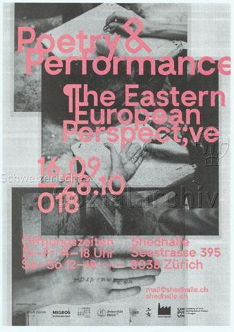 "Poetry & Performance - The Eastern European Perspect;ve" - drei Einstellungen, wie eine Person "Moja Crvena" auf ihre Hand pinselt