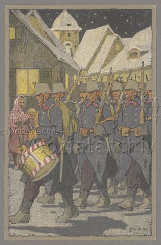 Feldpostkarte, Carte postale militaire, schweizerische Grenzbesetzung, à la Frontière 1914