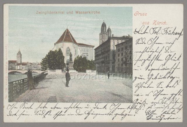 Zwinglidenkmal und Wasserkirche